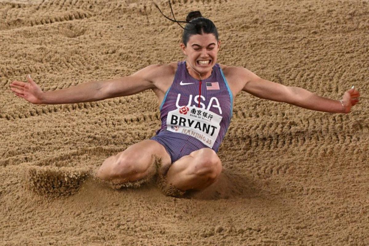 USA's Claire Bryant competes in the women's long jump final during the Indoor World Athletics Championships in Nanjing, in eastern China's Jiangsu province, on March 23, 2025. Pedro Pardo / AFP