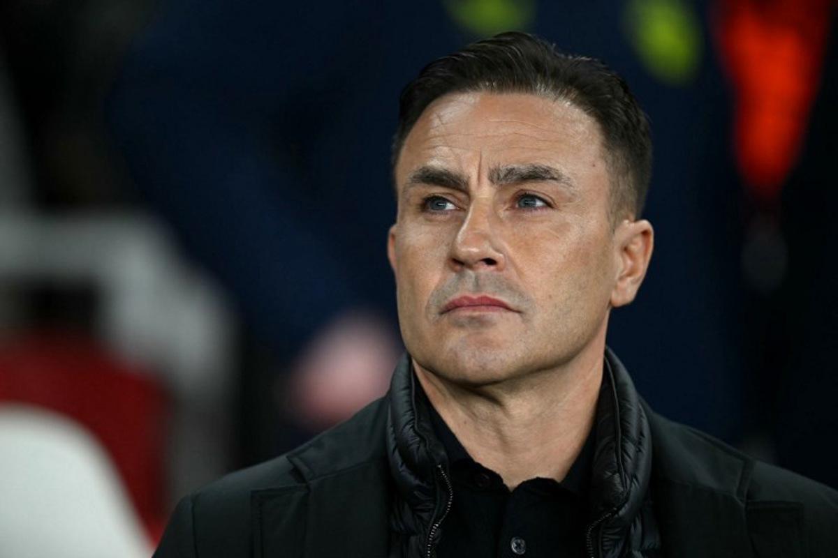 Dinamo Zagreb's Italian head coach Fabio Cannavaro looks on before the UEFA Champions League football match between Arsenal and Dinamo Zagreb at the Emirates Stadium in north London on January 22, 2025. JUSTIN TALLIS / AFP