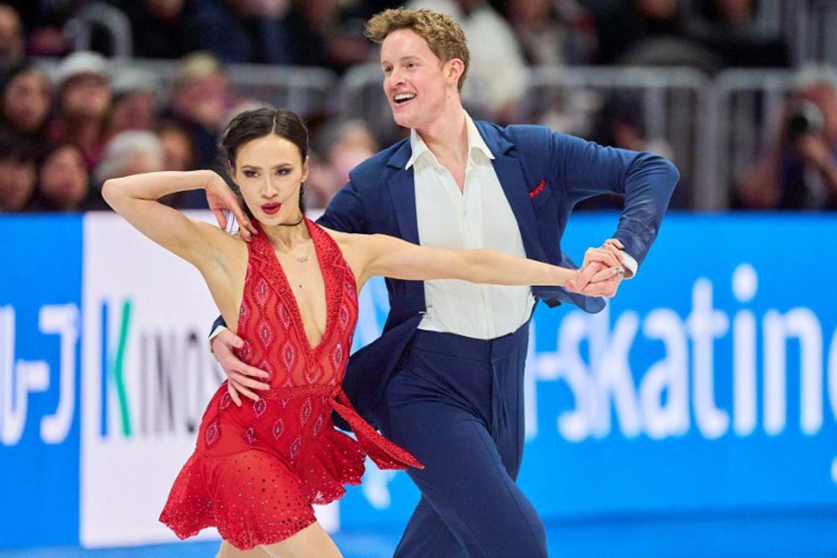 Madison Chock and Evan Bates of the United States perform their Rhythm Dance routine at the ISU World Figure Skating Championships at TD Garden in Boston, Massachusetts, on March 28, 2025. Geoff Robins / AFP