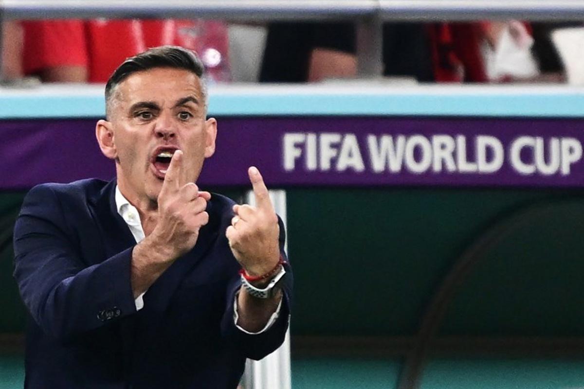 Canada's English coach #00 John Herdman gestures during the Qatar 2022 World Cup Group F football match between Canada and Morocco at the Al-Thumama Stadium in Doha on December 1, 2022. Miguel MEDINA / AFP