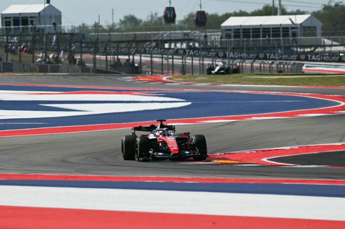 Ferrari's Monegasque driver Charles Leclerc races during a practice session for the United States Formula One Grand Prix at the Circuit of the Americas in Austin, Texas, on October 23, 2026. ANGELA WEISS / AFP