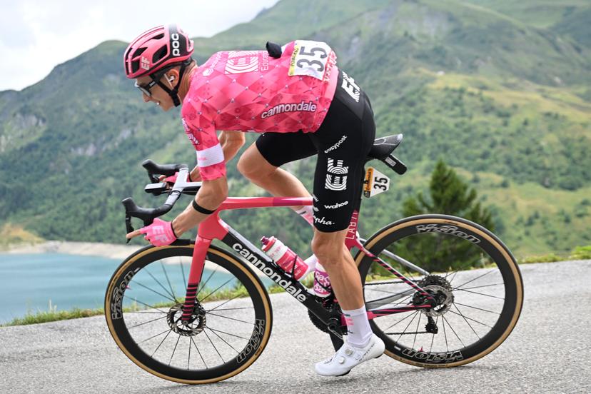American Neilson Powless of EF Education-EasyPost pictured in action during stage 19 of the 2025 Tour de France cycling race, from Albertville to La Plagne (130km), on Friday 25 July 2025 in France. The 112th edition of the Tour de France starts on Saturday 5 July in Lille, France, and will finish in Paris, France on the 27th of July. BELGA PHOTO JASPER JACOBS