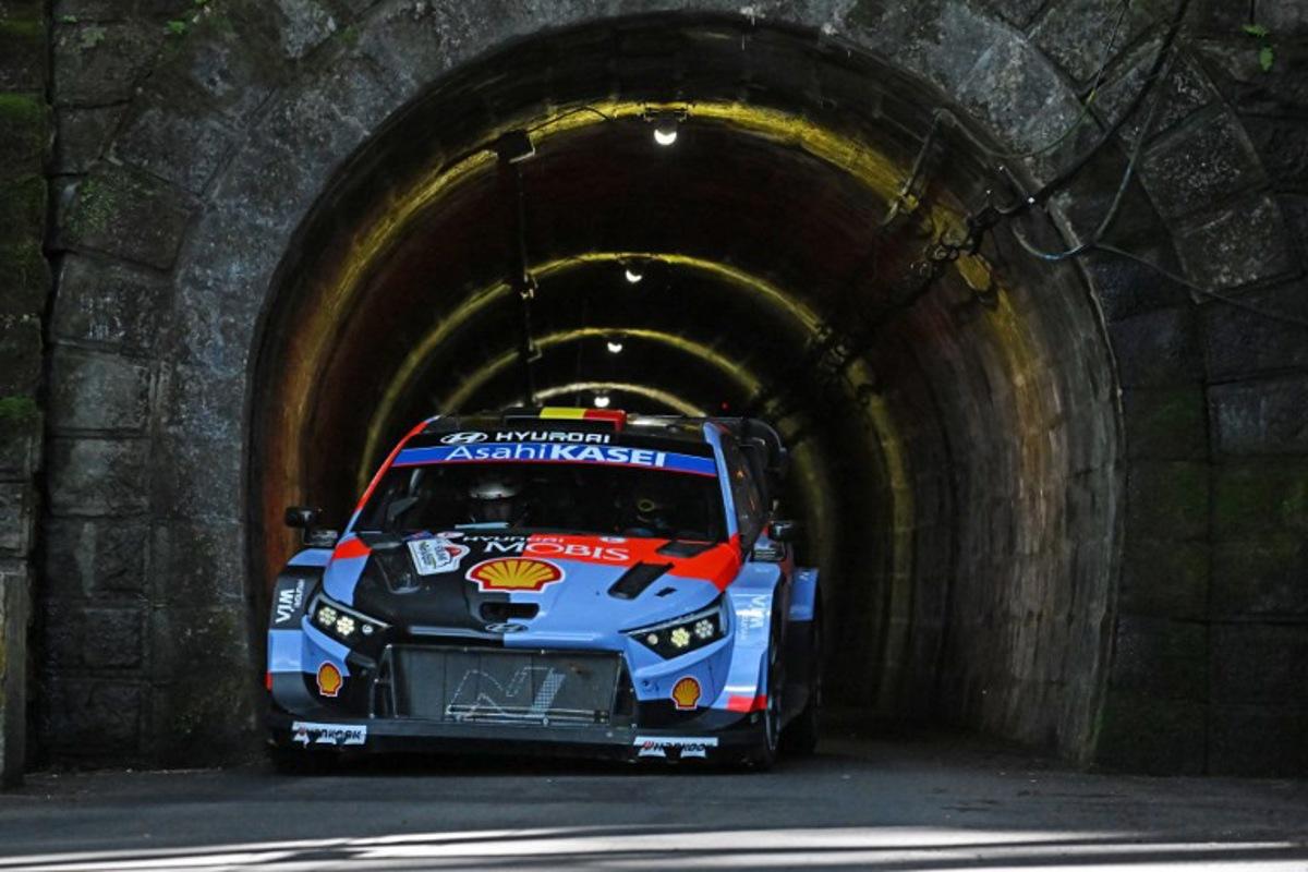 Thierry Neuville of Belgium and his co-driver Martijn Wydaeghe of Belgium drive their HYUNDAI i20 N Rally1 during SS5 Isegami's Tunnel section of the Rally Japan, the 7th round of the FIA World Rally Championships in Toyota city, Aichi prefecture on May 29, 2026. Toshifumi KITAMURA / AFP