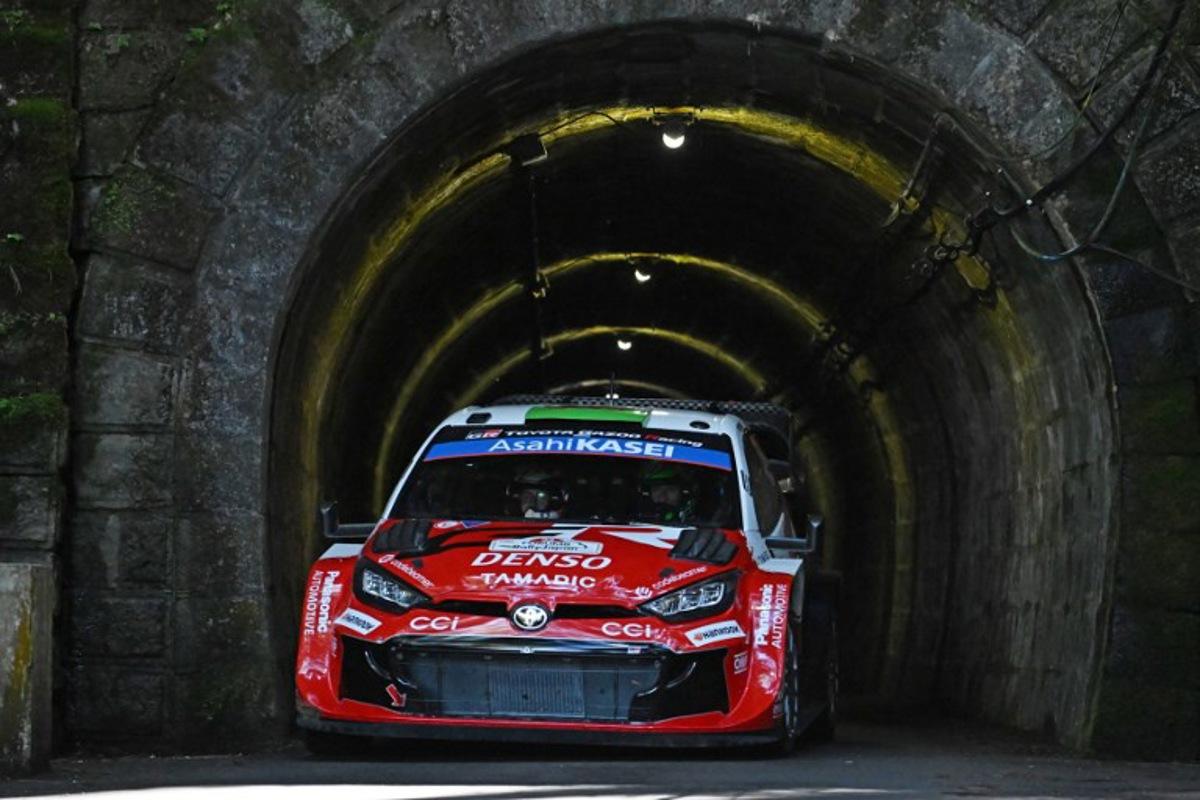 Elfyn Evans of Great Britain and his co-driver Scott Martin of Britain drive their TOYOTA GR Yaris Rally1 during SS5 Isegami's Tunnel section of the Rally Japan, the 7th round of the FIA World Rally Championships in Toyota city, Aichi prefecture on May 29, 2026. Toshifumi KITAMURA / AFP