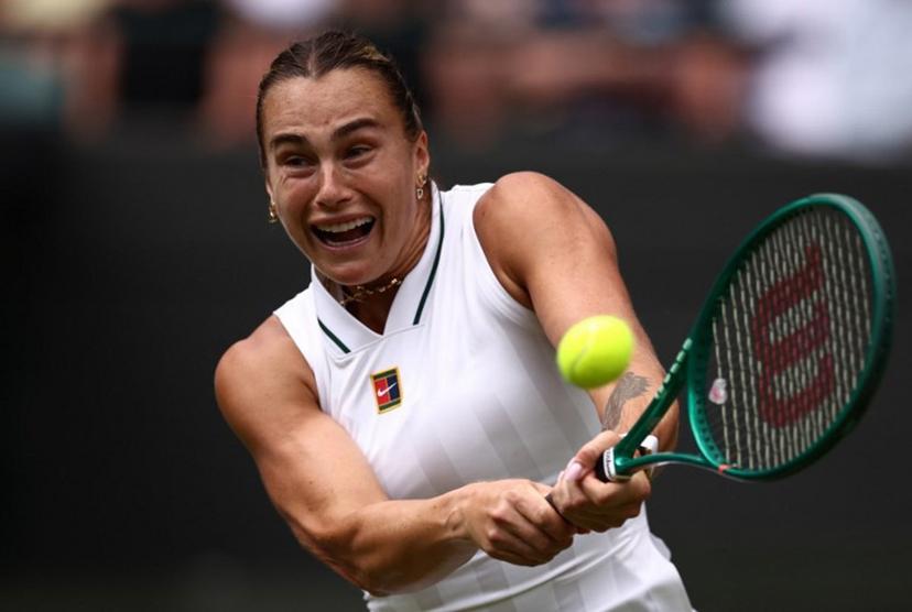 Belarus's Aryna Sabalenka returns to US player McCartney Kessler during their women's singles second round tennis match on the third day of the 2026 Wimbledon Championships at The All England Lawn Tennis and Croquet Club in Wimbledon, southwest London, on July 1, 2026. HENRY NICHOLLS / AFP
