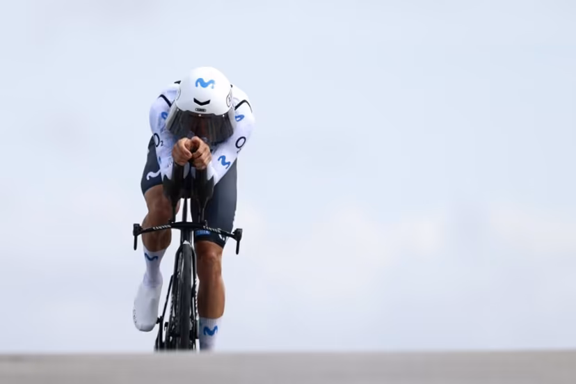 Movistar Team Italian rider Lorenzo Milesi competes during the 10th stage of the Giro d'Italia 2026 - Tour of Italy cycling race, 42km individual time trial between Viareggio and Massa on May 19, 2026. Luca Bettini / AFP