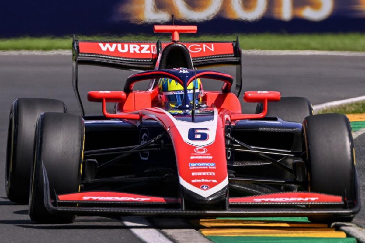 Trident's Austrian driver Charlie Wurz drives during the Formula 3 qualifying session of the Australian Grand Prix at the Albert Park Circuit in Melbourne on March 14, 2025. WILLIAM WEST / AFP