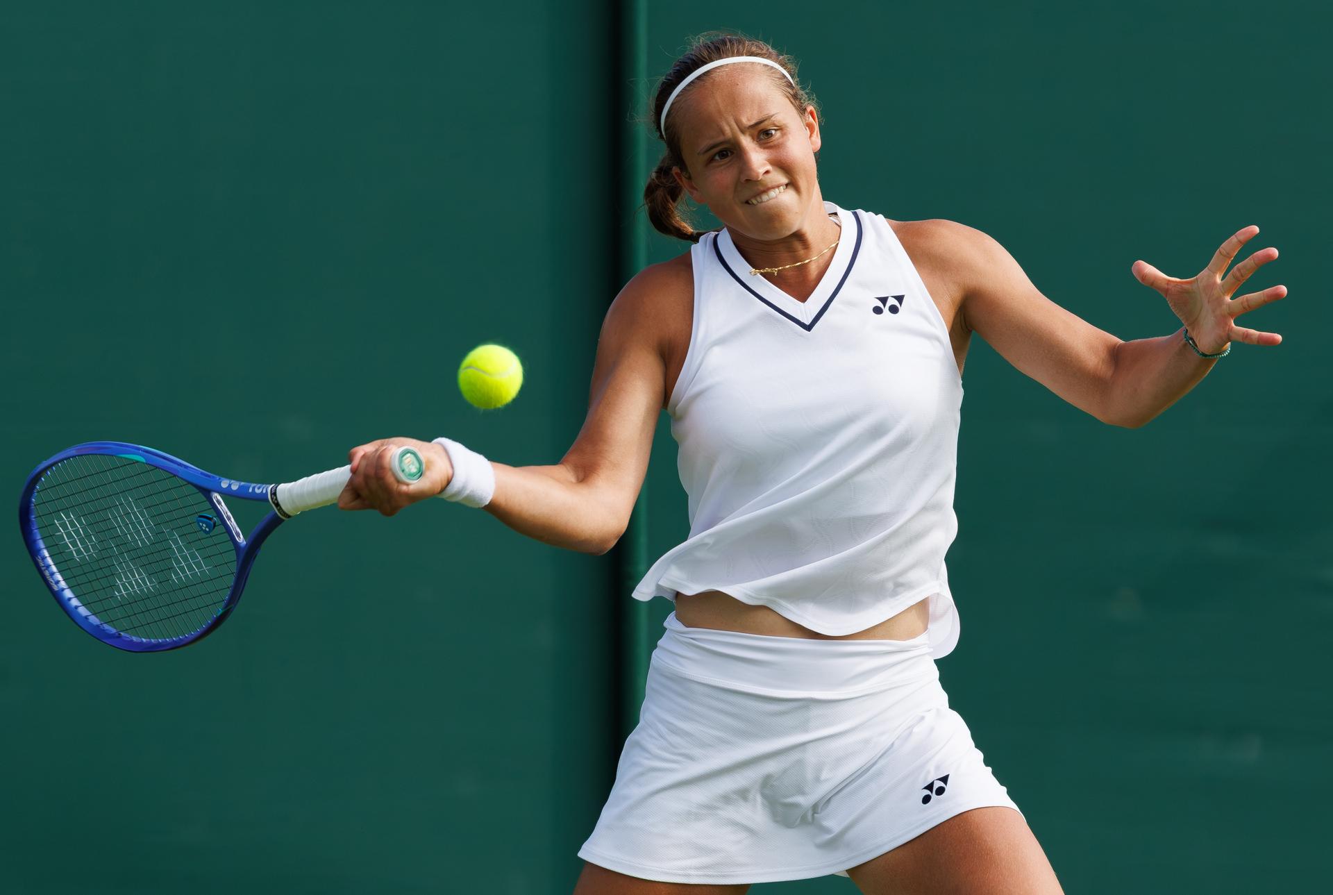Belgian Hanne Vandewinkel pictured in action during a first roung game between Belgian Vandewinkel (WTA 103) and US' Liu (WTA 146) in the Ladies' singles at Wimbledon grand slam tennis tournament in London, Britain, Monday 29 June 2026. BELGA PHOTO BENOIT DOPPAGNE