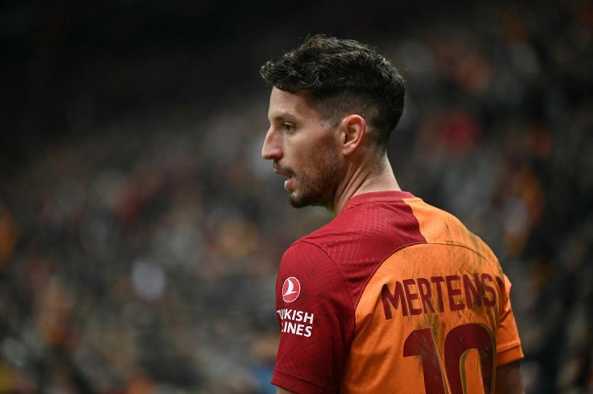 Galatasaray's Belgian forward #10 Dries Mertens looks on during the UEFA Europa League round of 32 first leg football match between Galatasaray SK and AC Sparta Praha (Prague) at Ali Sami Yen Spor Kompleksi stadium in Istanbul on February 15, 2024. OZAN KOSE / AFP