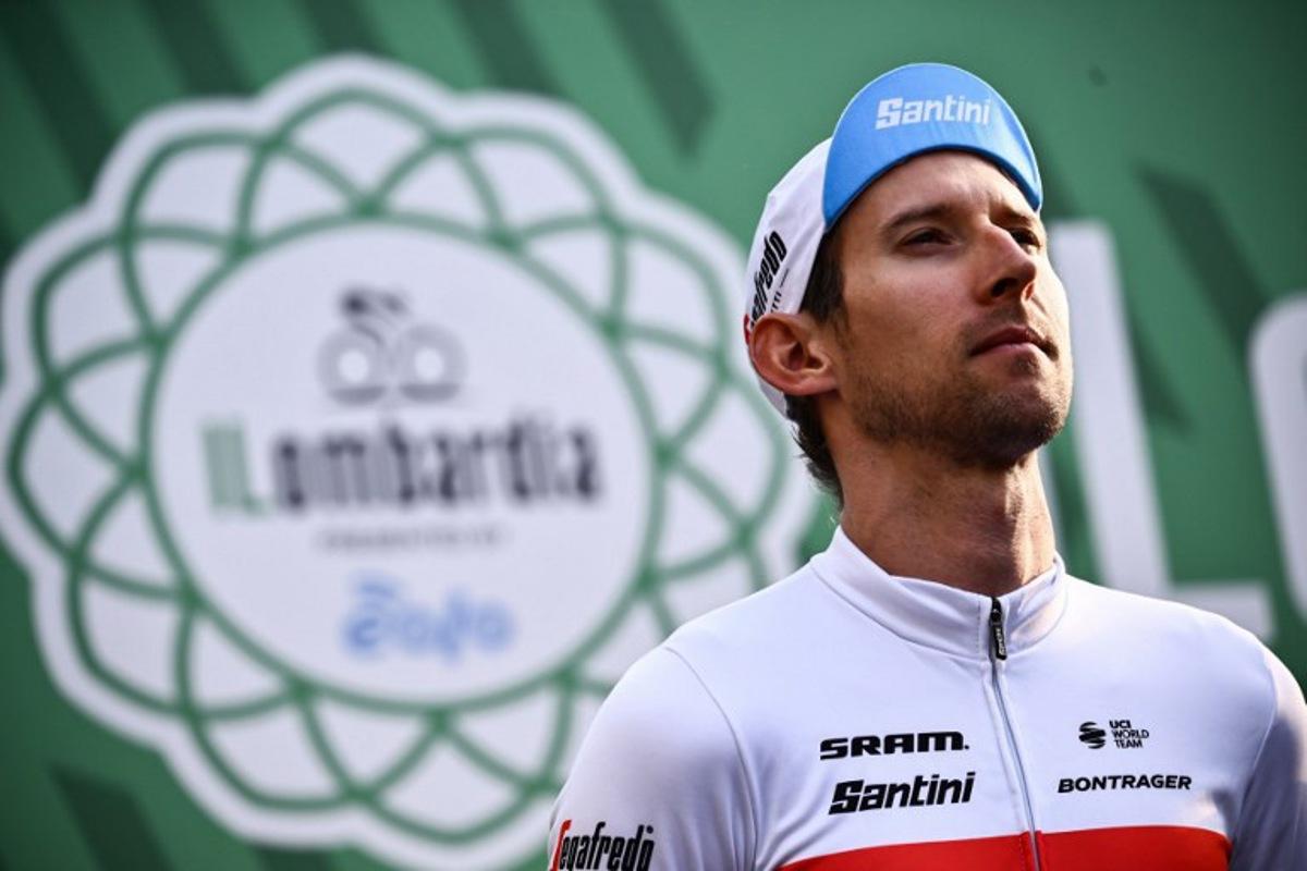 Trek-Segafredo team's Dutch rider Bauke Mollema looks on ahead of the 116th edition of the Giro di Lombardia (Tour of Lombardy), a 252,42 km cycling race from Bergamo to Como on October 8, 2022. Marco BERTORELLO / AFP