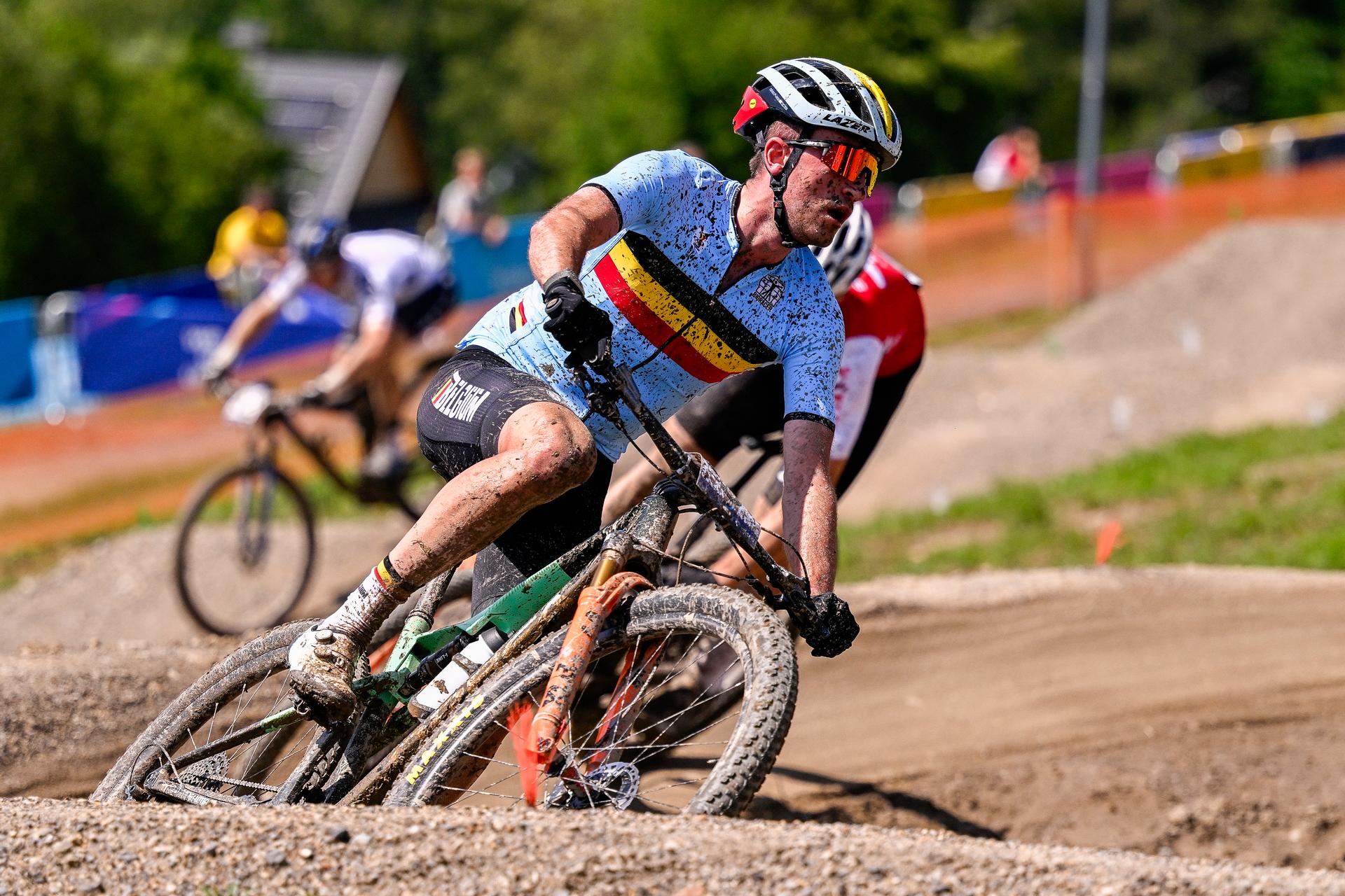 Mountain Biker Pierre de Froidmont pictured in action during the men cross-country event in the Cycling Mountain Bike competition at the European Games in Krakow, Poland on Sunday 25 June 2023. The 3rd European Games, informally known as Krakow-Malopolska 2023, is a scheduled international sporting event that will be held from 21 June to 02 July 2023 in Krakow and Malopolska, Poland. BELGA PHOTO LAURIE DIEFFEMBACQ