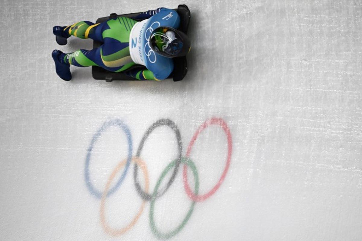 Brazil's Nicole Rocha Silveira competes in the women's skeleton event at the Yanqing National Sliding Centre during the Beijing 2022 Winter Olympic Games in Yanqing on February 11, 2022. Jeff PACHOUD / AFP