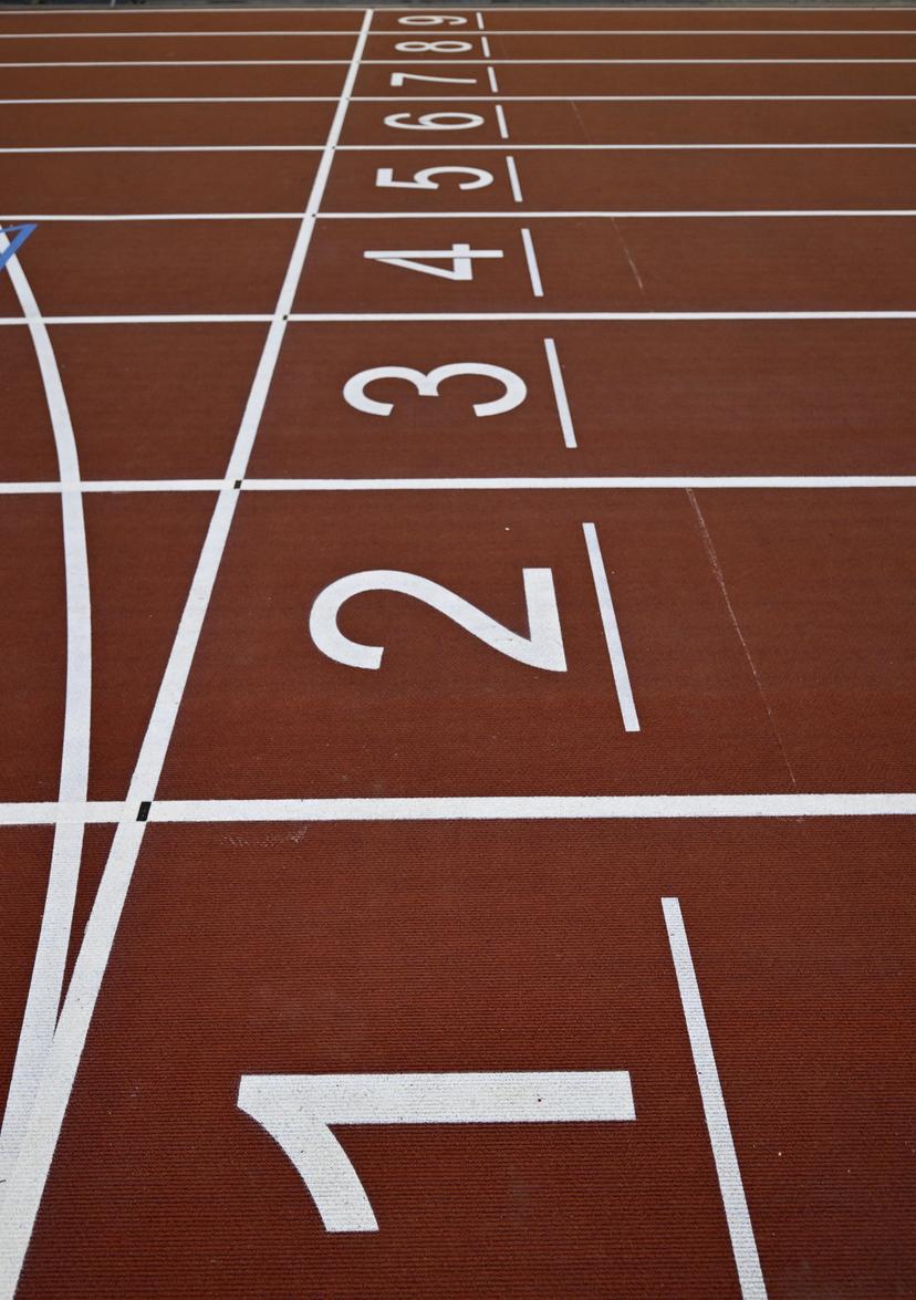 Illustration picture shows the lane numbers during the inauguration of the new track at the King Baudouin stadium/ Koning Boudewijnstadion/ Stade Roi Baudouin, in Brussels, Tuesday 05 September 2023. The 47th edition of the Memorial Van Damme Diamond League meeting takes place on 08 September 2O23. BELGA PHOTO ERIC LALMAND
