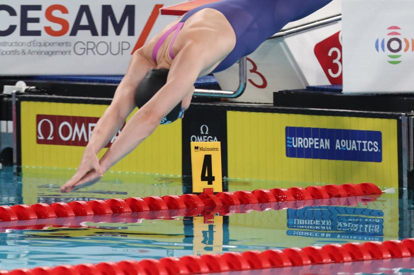 Belgian Roos Vanotterdijk pictured in action at the heats of the 50m women butterfly event at the European Aquatics Championships in Paris, France on Tuesday 11 August 2026. BELGA PHOTO VIRGINIE LEFOUR