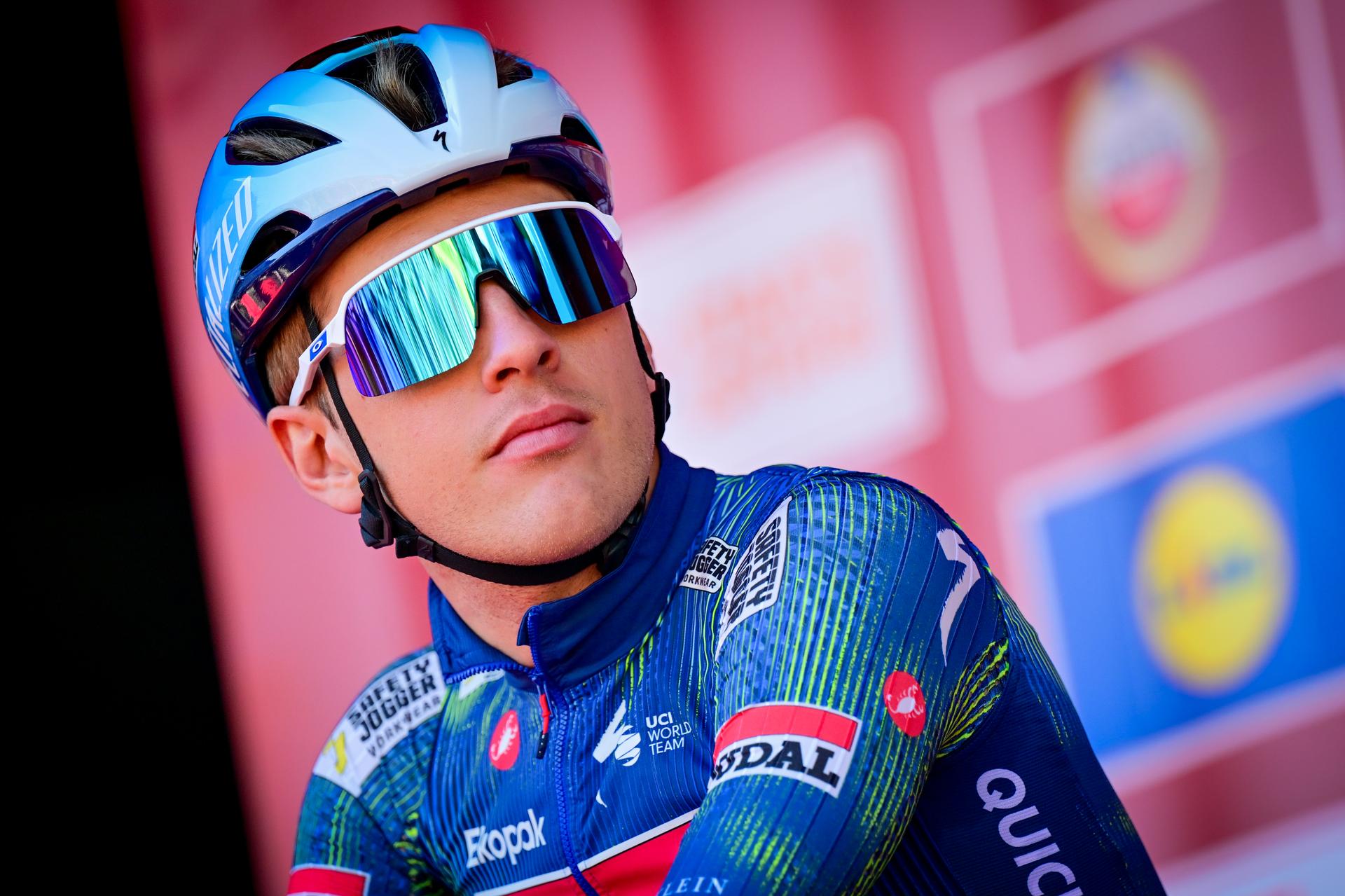 Belgian Ilan Van Wilder of Soudal Quick-Step pictured at the start of the men elite 'Amstel Gold Race' one day cycling race, 257,4 km from Maastricht to Valkenburg, The Netherlands, Sunday 19 April 2026. BELGA PHOTO DIRK WAEM