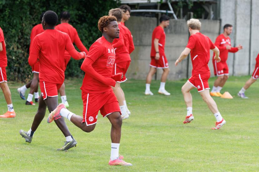 Kortrijk's Fuhna Wirsiy Nsolo pictured in action during a training session of Belgian first division soccer team KV Kortrijk, on Thursday 11 June 2026 in Kortrijk, in preparation of the upcoming 2026-2027 Belgian first division soccer season. BELGA PHOTO KURT DESPLENTER