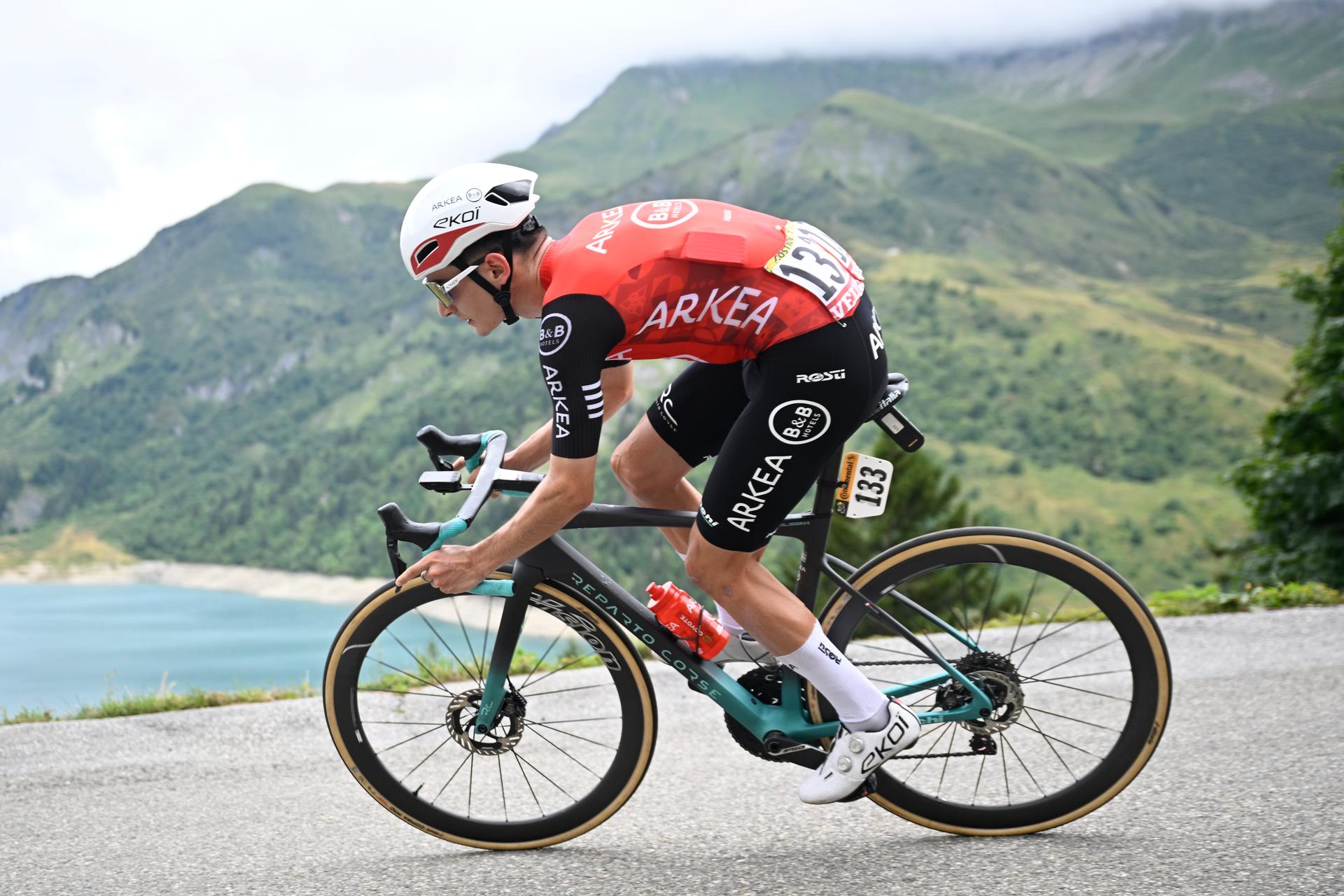French Ewen Costiou of Arkea-B&B Hotels pictured in action during stage 19 of the 2025 Tour de France cycling race, from Albertville to La Plagne (130km), on Friday 25 July 2025 in France. The 112th edition of the Tour de France starts on Saturday 5 July in Lille, France, and will finish in Paris, France on the 27th of July. BELGA PHOTO JASPER JACOBS