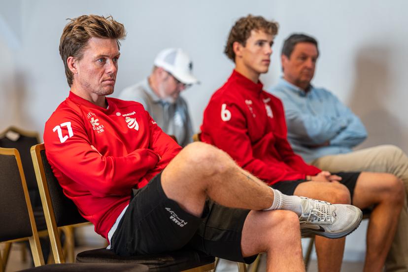 Belgium's Tom Boon pictured during a press conference of the Belgian national teams Red Lions and Red Panthers for the upcoming 2026 Hockey World Cup, Wednesday 12 August 2026, in Genval. The 2026 edition of the Hockey World Cup takes place in Belgium and The Netherlands from August 15 to August 30. BELGA PHOTO EMILE WINDAL