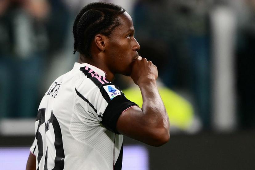 Juventus' Canadian forward #30 Jonathan David celebrates scoring his team's first goal during the Italian Serie A football match between Juventus and Bologna at the Allianz stadium in Turin, on April 19, 2026. Marco BERTORELLO / AFP