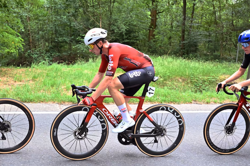 Live action photo of Belgian Luca Van Boven of Lotto-Intermarche at the Belgian Cycling Championships, on Sunday 28 June 2026 in Brasschaat. BELGA PHOTO POOL MAARTEN STRAETEMANS