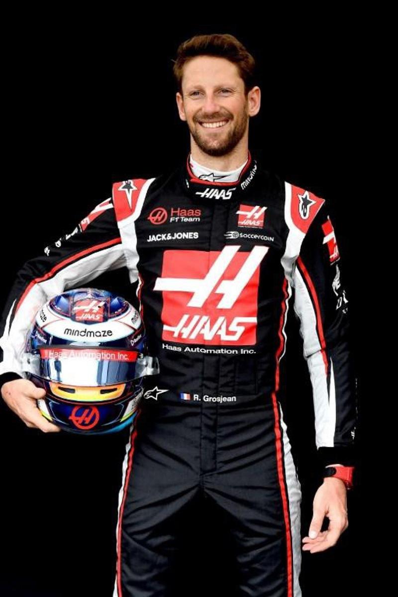 Haas F1's French driver Romain Grosjean poses for a photo at the Albert Park circuit ahead of the Formula One Australian Grand Prix in Melbourne on March 12, 2020. William WEST / AFP -- IMAGE RESTRICTED TO EDITORIAL USE - STRICTLY NO COMMERCIAL USE --