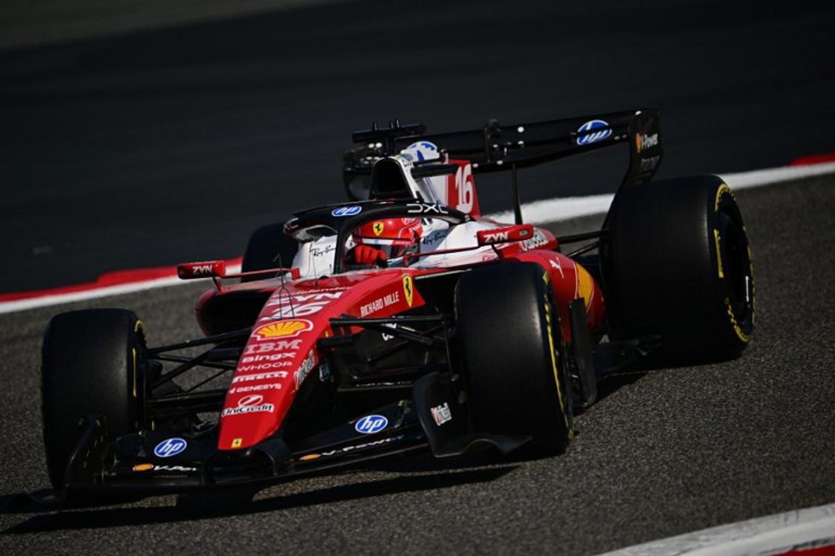 Ferrari's Monegasque driver Charles Leclerc drives on the third day of the Formula One pre-season testing at the Bahrain International Circuit in Sakhir on February 20, 2026. Giuseppe CACACE / AFP