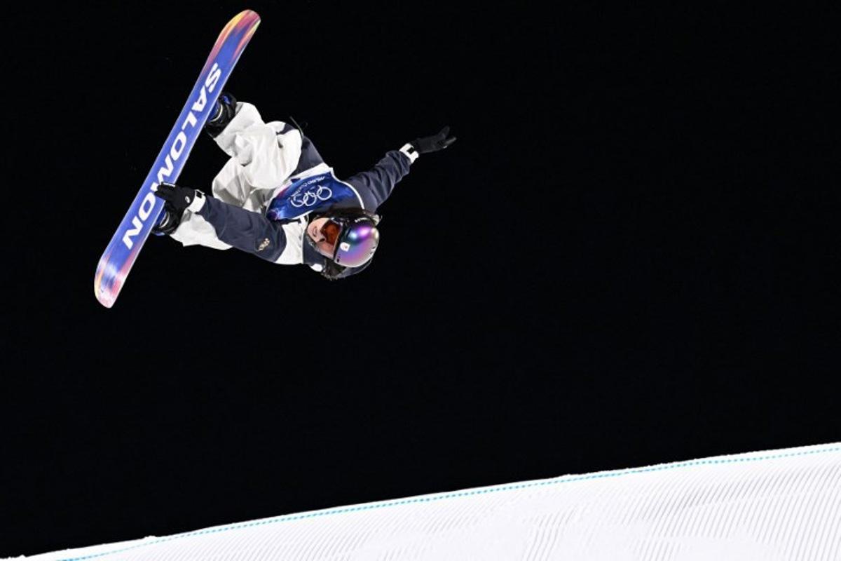 Japan's Kokomo Murase competes in the snowboard women's big air final run 1 during the Milano Cortina 2026 Winter Olympic Games at Livigno Snow Park, in Livigno (Valtellina), on February 9, 2026. Kirill KUDRYAVTSEV / AFP