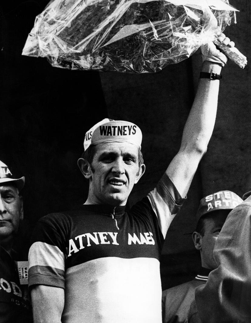 19740411 - VERVIERS, BELGIUM (FILE) : This file picture dated 11 April 1974 is about the Walloon Arrow. On the picture : the Belgian cyclist Frans Verbeeck had won the race. BELGA PHOTO ARCHIVES