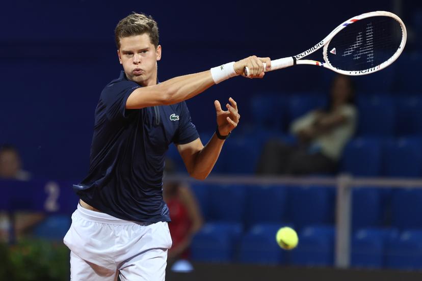 Alexander Blockx of Belgium competes during the first round match against Titouan Droguet of France at the ATP Croatia Open Umag at Stadium "Goran Ivanisevic" on July 14, 2026. in Umag, Croatia. Photo: Srecko Niketic/PIXSELL BELGIUM ONLY