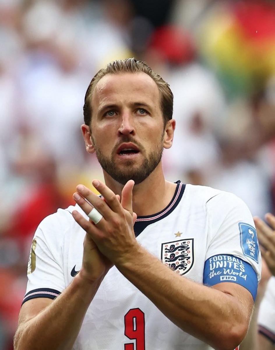 England's forward #09 Harry Kane reacts after a draw in the 2026 World Cup Group L football match between England and Ghana at the Boston Stadium in Foxborough on June 23, 2026. FRANCK FIFE / AFP