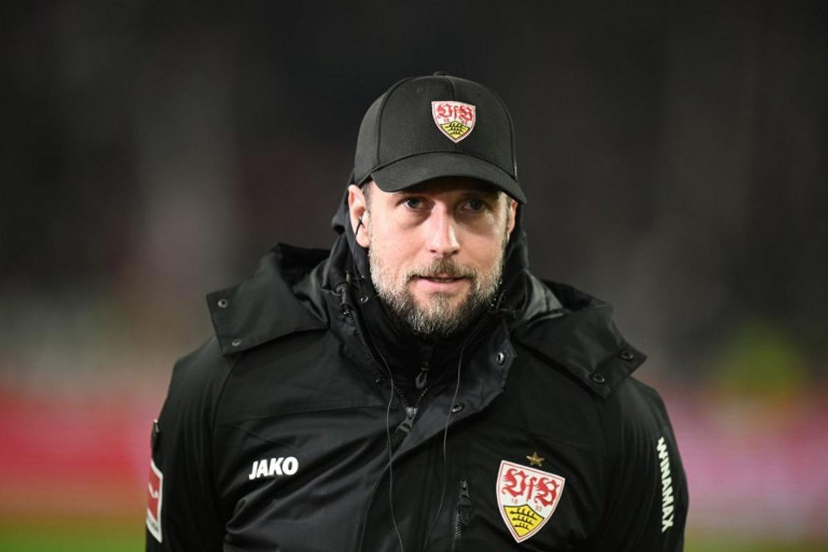 Stuttgart's German head coach Sebastian Hoeness looks on as he arrives prior to the German first division Bundesliga football match between VfB Stuttgart and FC Bayern Munich in Stuttgart, southwestern Germany on February 28, 2025. THOMAS KIENZLE / AFP