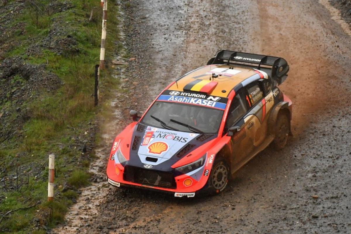 Belgium driver Thierry Neuville and co-driver Martijn Wydaeghe compete in their Hyundai i20 N Rally1 during the second day of the WRC Rally Chile Bio Bio in Concepcion, Chile, on September 13, 2025. GUILLERMO SALGADO / AFP