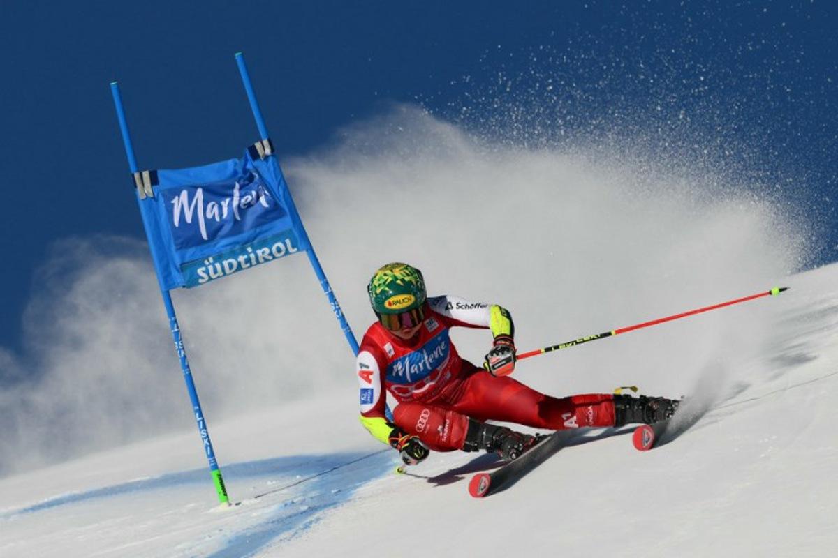 Austria's Julia Scheib competes in the first run of the Women's Giant Slalom event of FIS Alpine Skiing World Cup in Kronplatz, Plan de Corones, Italy, on January 20, 2026. Marco BERTORELLO / AFP
