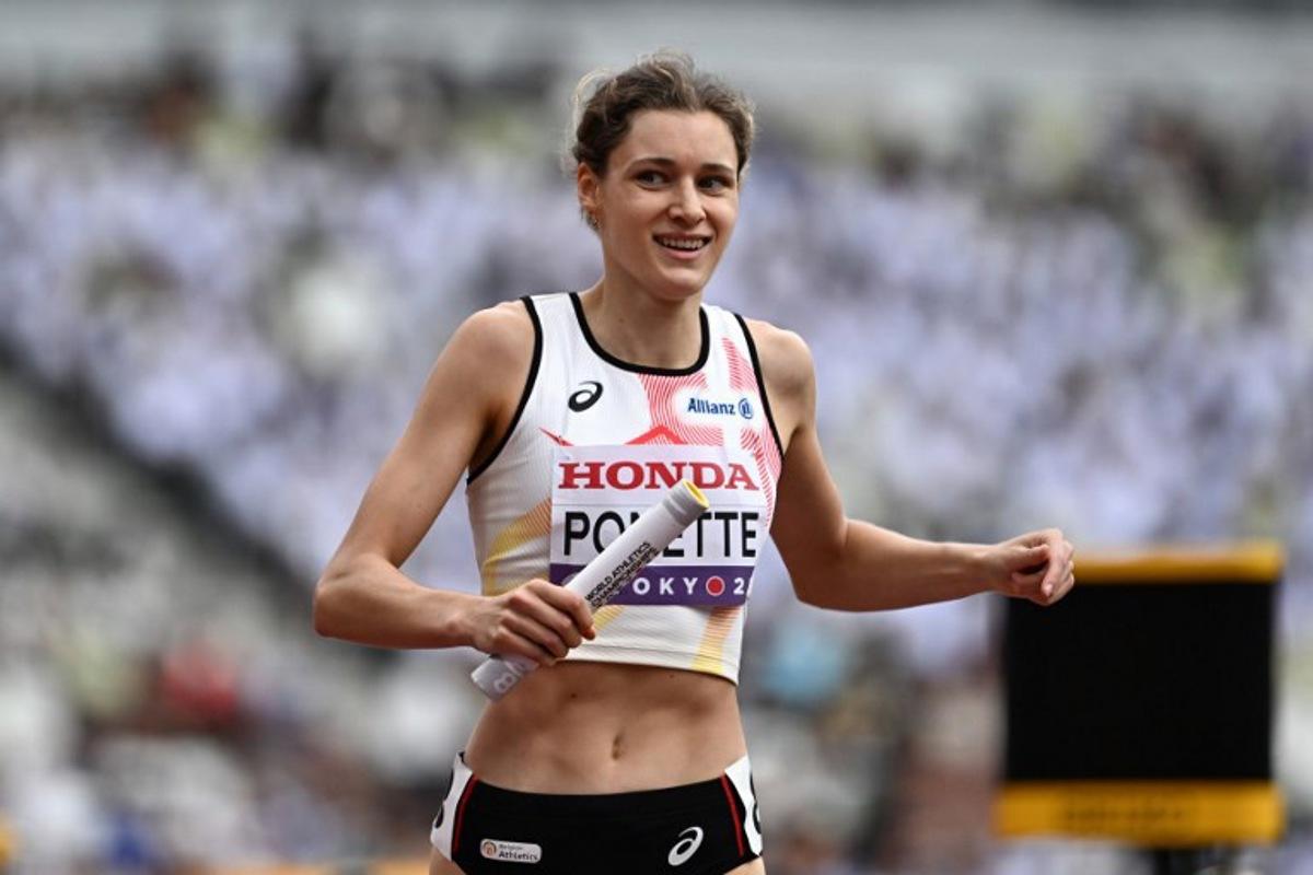 Belgium's athlete Helena Ponette competes in the mixed 4x400m relay heats during the World Athletics Championships in Tokyo on September 13, 2025. Jewel SAMAD / AFP