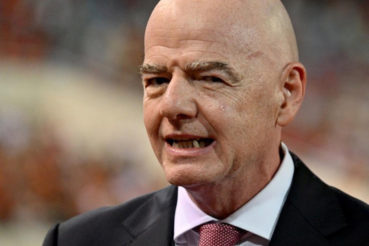 FIFA President Gianni Infantino looks on during the award ceremony at the end of the ASEAN Championship Cup 2026 final football match between Vietnam and Thailand in My Dinh National Stadium in Hanoi on August 26, 2026. Nhac NGUYEN / AFP