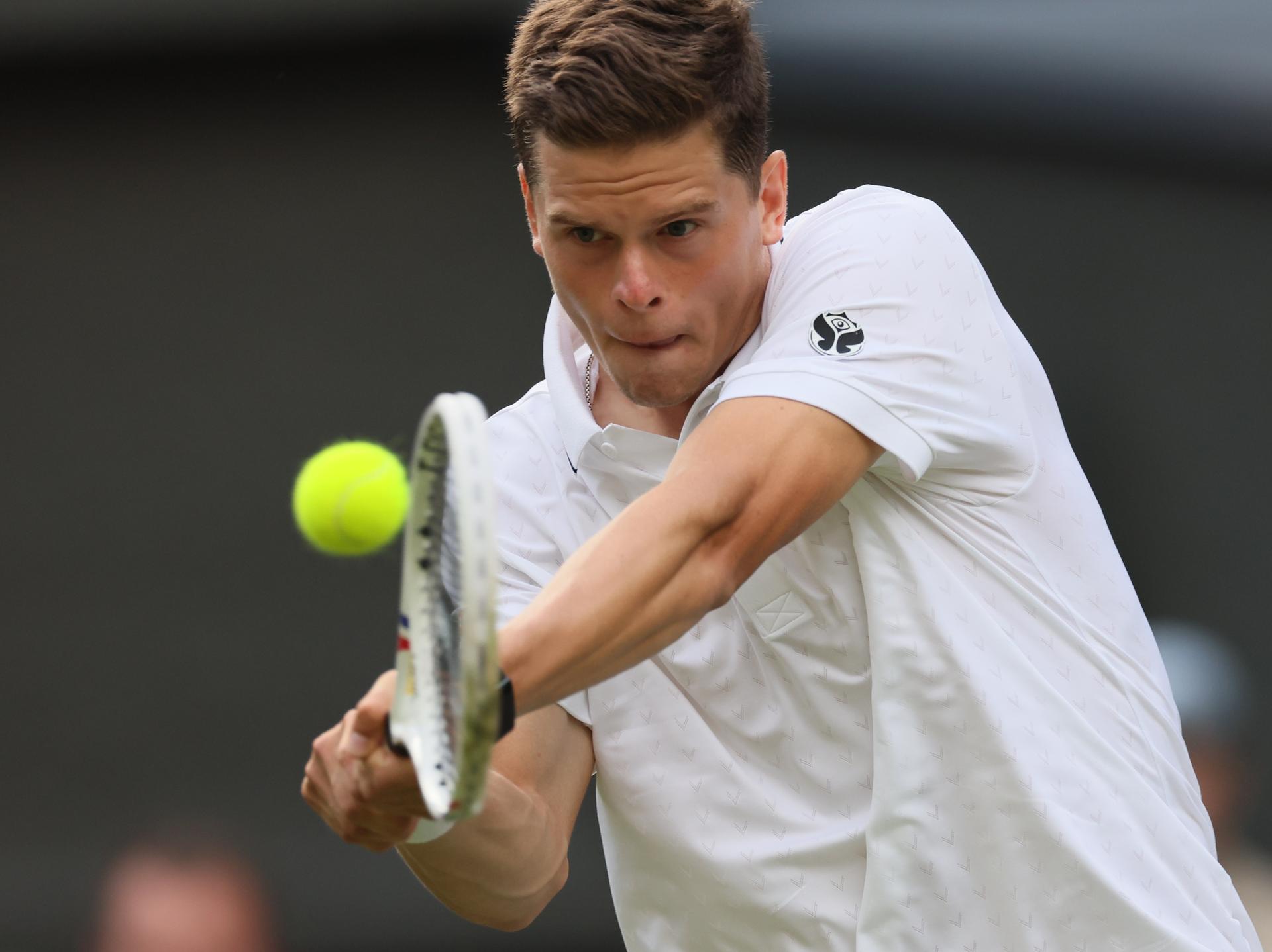 Belgian Alexander Blockx pictured in action during a first round game between Belgian Blockx and German Zverev in the Men's singles at the Wimbledon grand slam tennis tournament in London, Britain, Tuesday 30 June 2026. BELGA PHOTO BENOIT DOPPAGNE