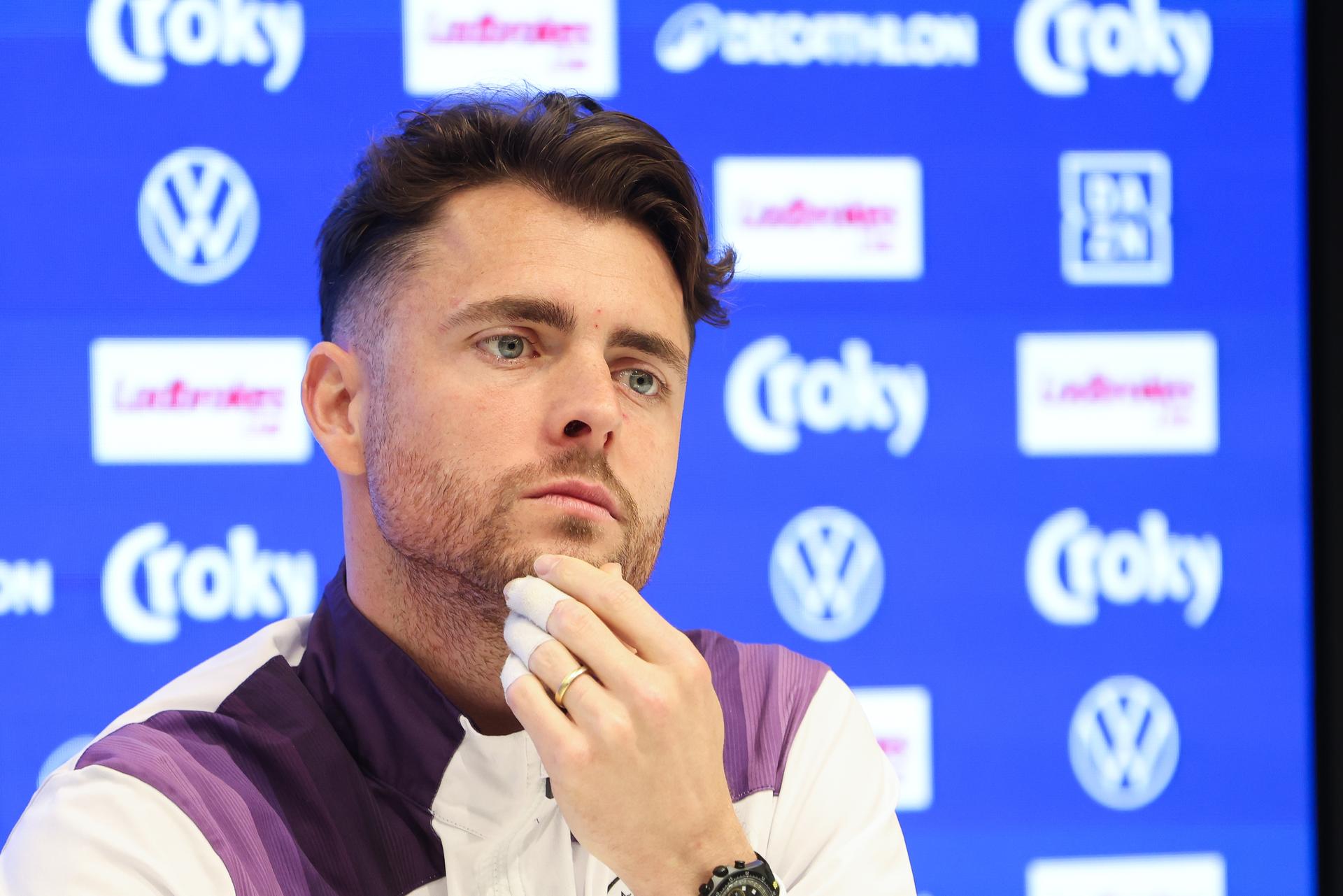 Anderlecht's goalkeeper Colin Coosemans pictured during a press conference of Royal Sporting Club Anderlecht ahead of the final of the Croky Cup Belgian cup competition, Wednesday 13 May 2026 in Brussels. BELGA PHOTO BRUNO FAHY