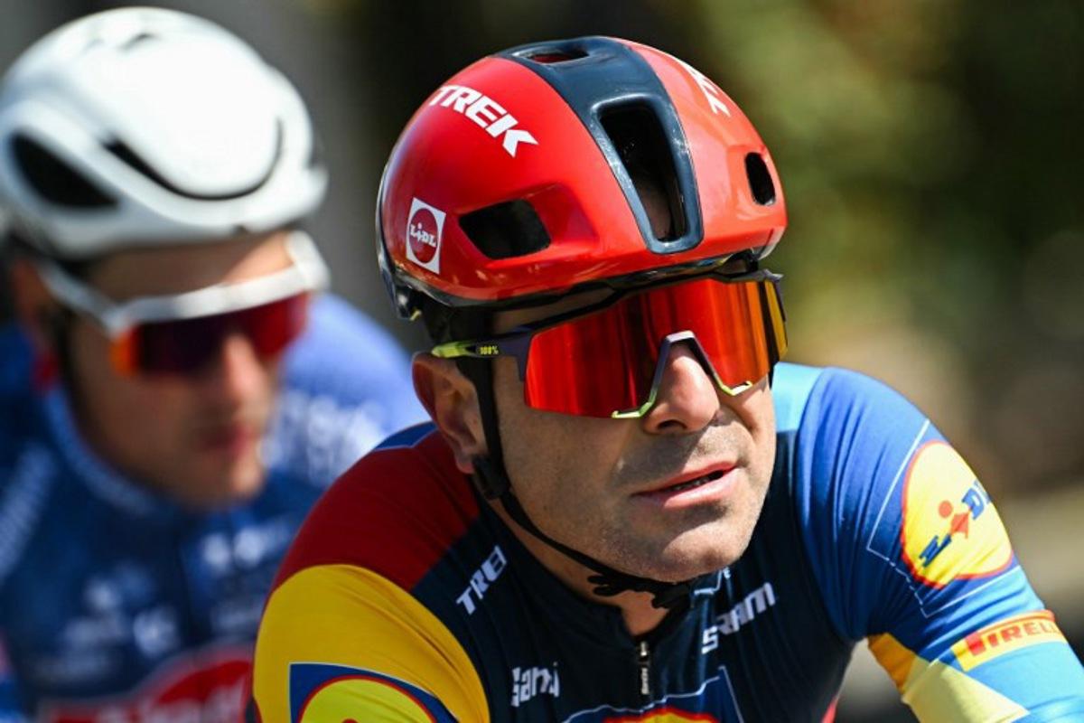 Lidl-Trek's Italian rider Jacopo Mosca cycles during the 115th Milan-SanRemo one-day classic cycling race, between Pavia and SanRemo, on March 16, 2024. Marco BERTORELLO / AFP