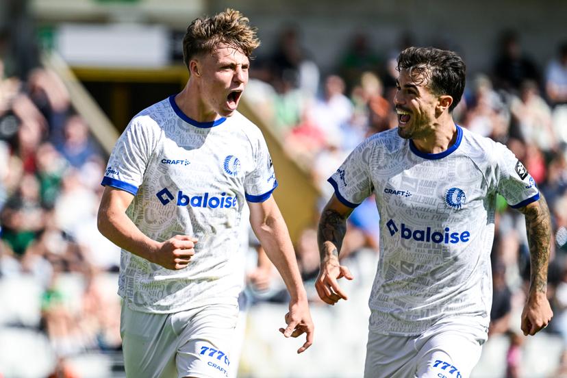 Gent's Tibe De Vlieger celebrates after scoring during a soccer match between Cercle Brugge and KAA Gent, Sunday 6 September 2026 in Brugge, on day 5 of the 2026-2027 'Jupiler Pro League' first division of the Belgian championship. BELGA PHOTO TOM GOYVAERTS