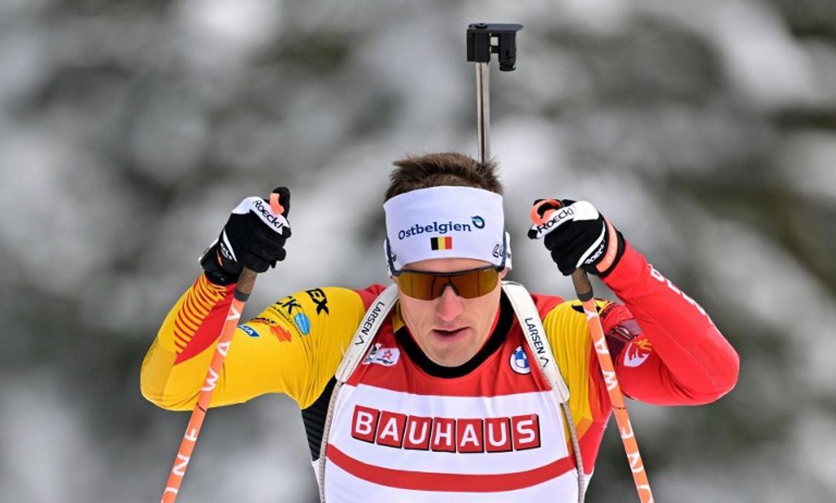 Belgium's Thierry Langer competes in the men's 10 km sprint event of the IBU Biathlon World Cup in Hochfilzen, Austria, on December 8, 2023. Joe Klamar / AFP