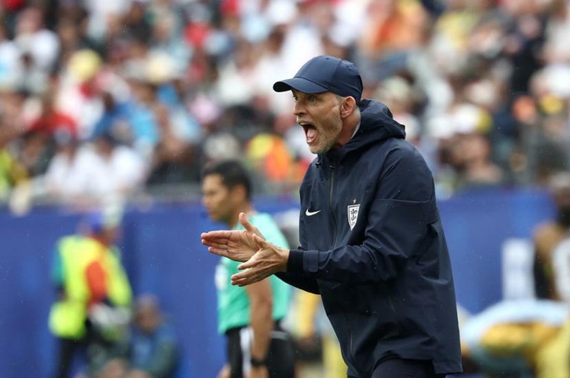 England's German head coach Thomas Tuchel reacts during the 2026 World Cup Group L football match between England and Ghana at the Boston Stadium in Foxborough on June 23, 2026. FRANCK FIFE / AFP