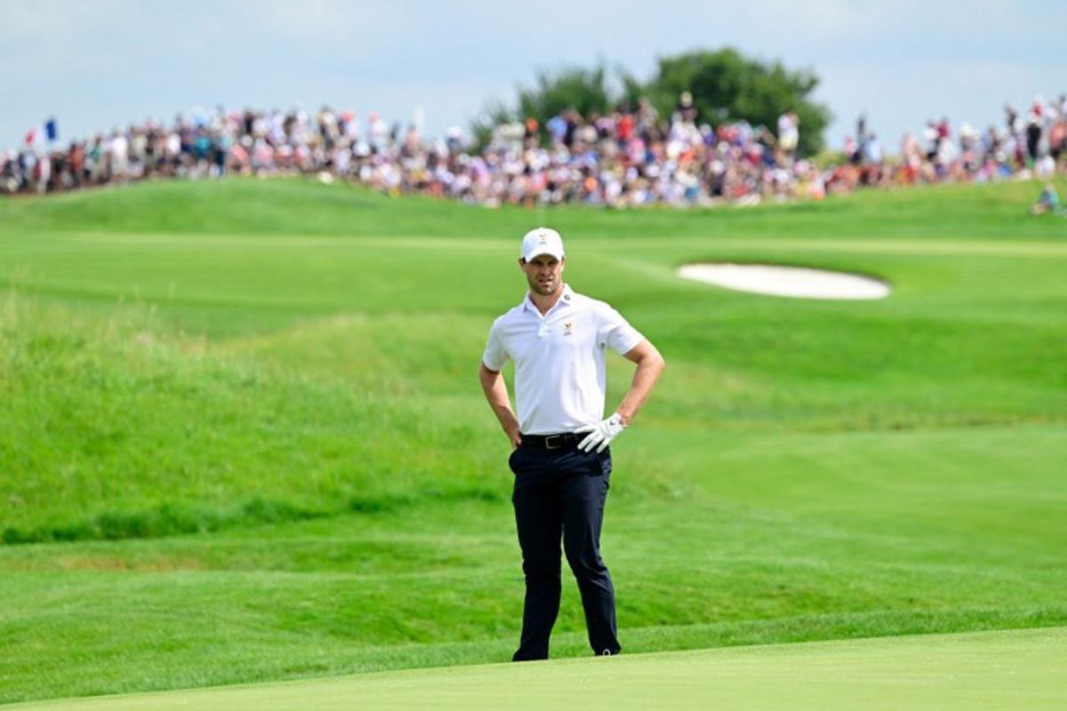 Belgium's Thomas Detry looks on during round 3 of the men's golf individual stroke play of the Paris 2024 Olympic Games at Le Golf National in Guyancourt, south-west of Paris on August 3, 2024. John MACDOUGALL / AFP