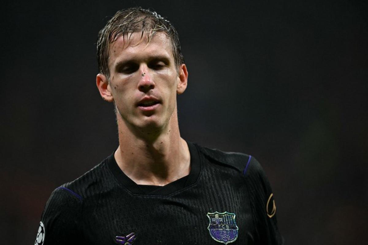 Barcelona's Spanish forward #20 Dani Olmo reacts during the UEFA Champions League, league phase matchday 2, football match between Galatasaray and Barcelona at the Ali Sami Yen Sports Complex in Istanbul on October 13, 2026. Ozan KOSE / AFP