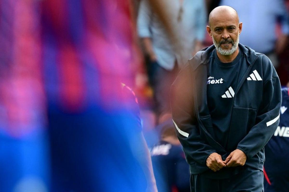 Nottingham Forest's Portuguese manager Nuno Espirito Santo racts after the English Premier League football match between Crystal Palace and Nottingham Forest at Selhurst Park in south London on August 24, 2025. Ben STANSALL / AFP