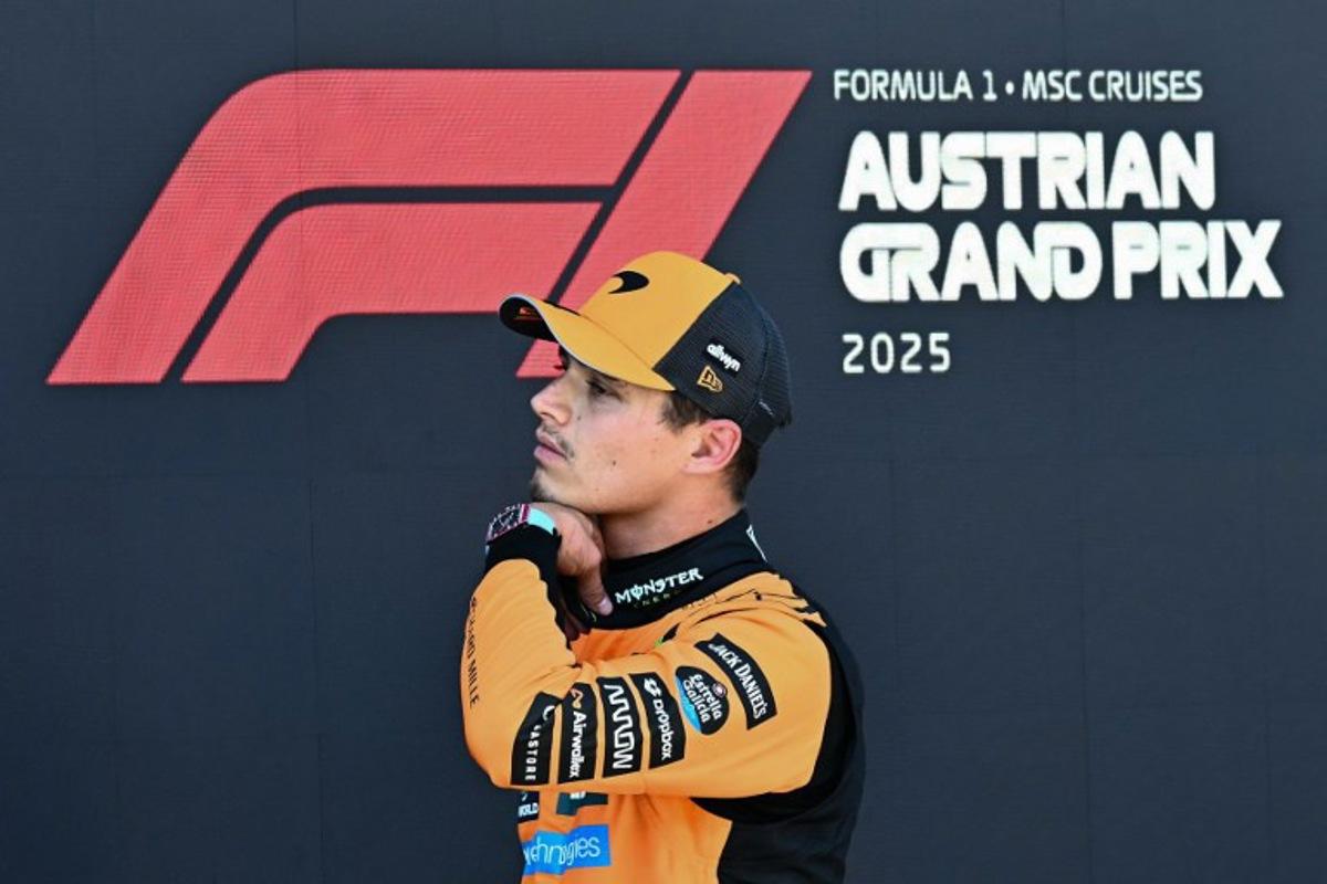 Pole position winner McLaren's British driver Lando Norris arrives for the ceremony after the qualifying session at the Red Bull Ring race track in Spielberg, Austria, on June 28, 2025, ahead of the Formula One Austrian Grand Prix. Joe Klamar / AFP