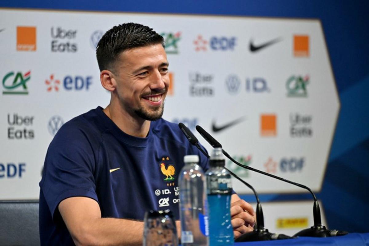 France's national football team defender Clement Lenglet holds a press conference ahead of the upcoming UEFA Nations League finals football fixtures, in Clairefontaine on May 31, 2025. The fourth edition of the UEFA Nations League finals takes place in Germany from 4-8 June between Germany, Portugal, Spain and France. LOU BENOIST / AFP