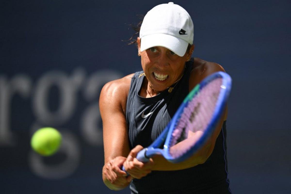USA's Madison Keys hits a return to Mexico's Renata Zarazua during their women's singles first round tennis match on day two of the US Open tennis tournament at the USTA Billie Jean King National Tennis Center in New York City, on August 25, 2025. ANGELA WEISS / AFP