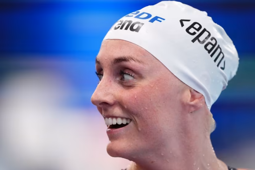 Netherlands' Marrit Steenbergen reacts after winning the women's 100m freestyle swimming event during the LEN European Aquatics Championships at the Olympic Aquatic Centre in Saint-Denis, northern suburbs of Paris, on August 11, 2026. Dimitar DILKOFF / AFP
