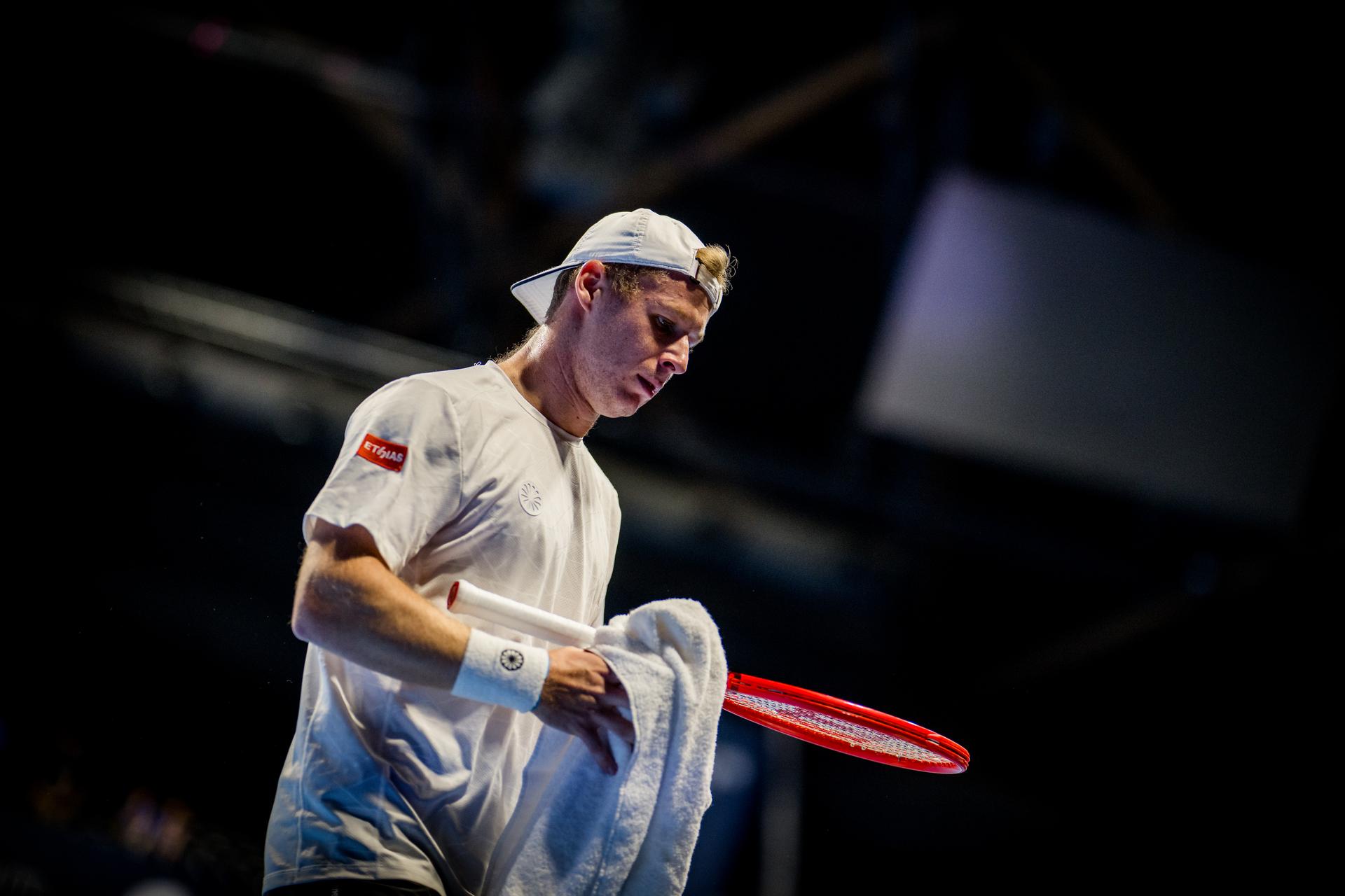Gauthier Onclin of Belgium pictured in action during the European Open ATP tennis tournament in Brussels, on Saterday 17 October. This year's edition of the tournament is taking place from 17 to 25 October BELGA PHOTO JASPER JACOBS