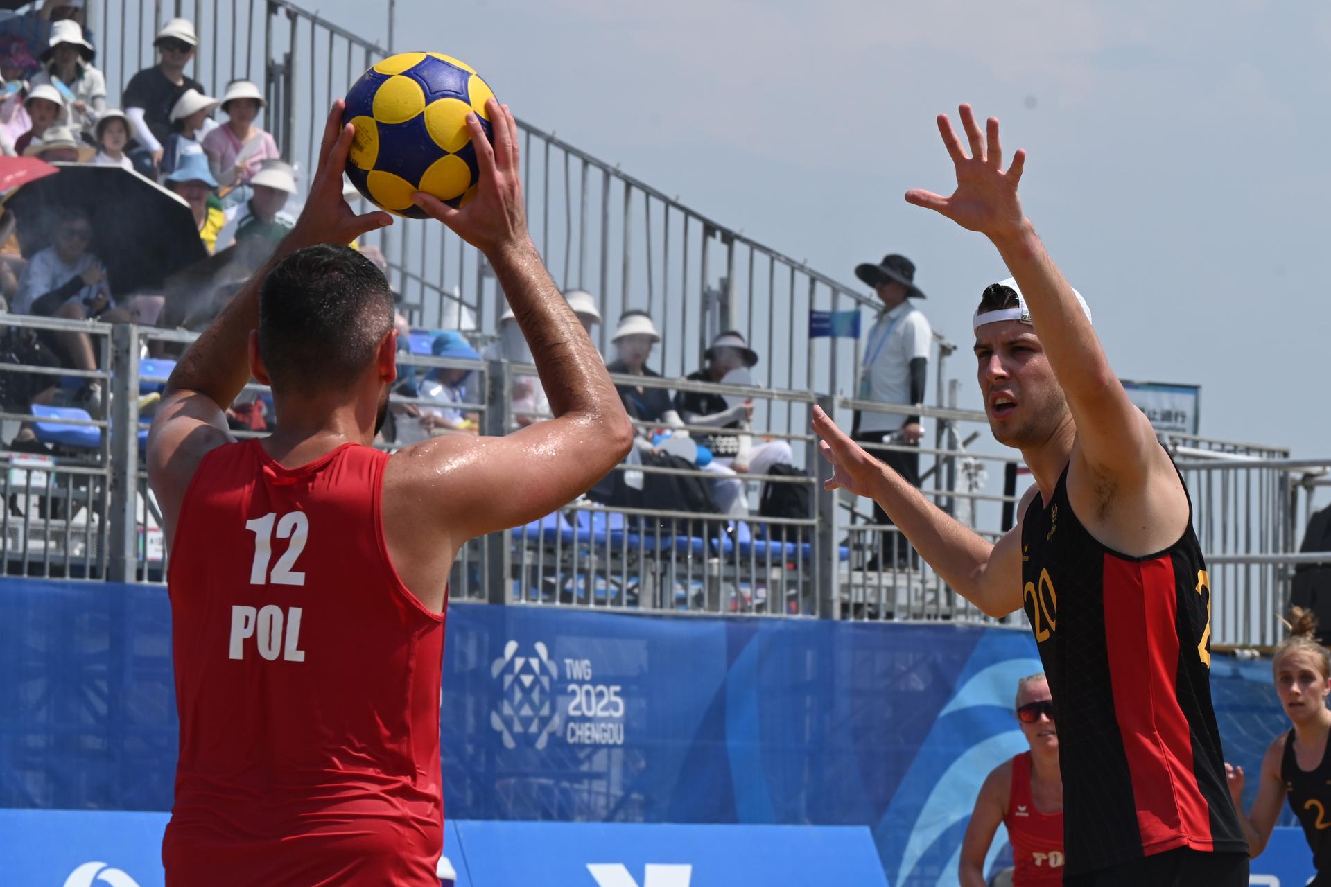 ATTENTION EDITORS - HANDOUT PICTURE - EDITORIAL USE ONLY - MANDATORY CREDIT BOIC - COIB - Cedric Schoumacker of The Belgian Scorpions pictured during the beach korfball event at; the World Games 2025, in Chenghdu, China, on Friday 15 AUgust 2025. This year, the World Games take place from 07 to 17 augustus. PHOTO HANDOUT BOIC - COIB